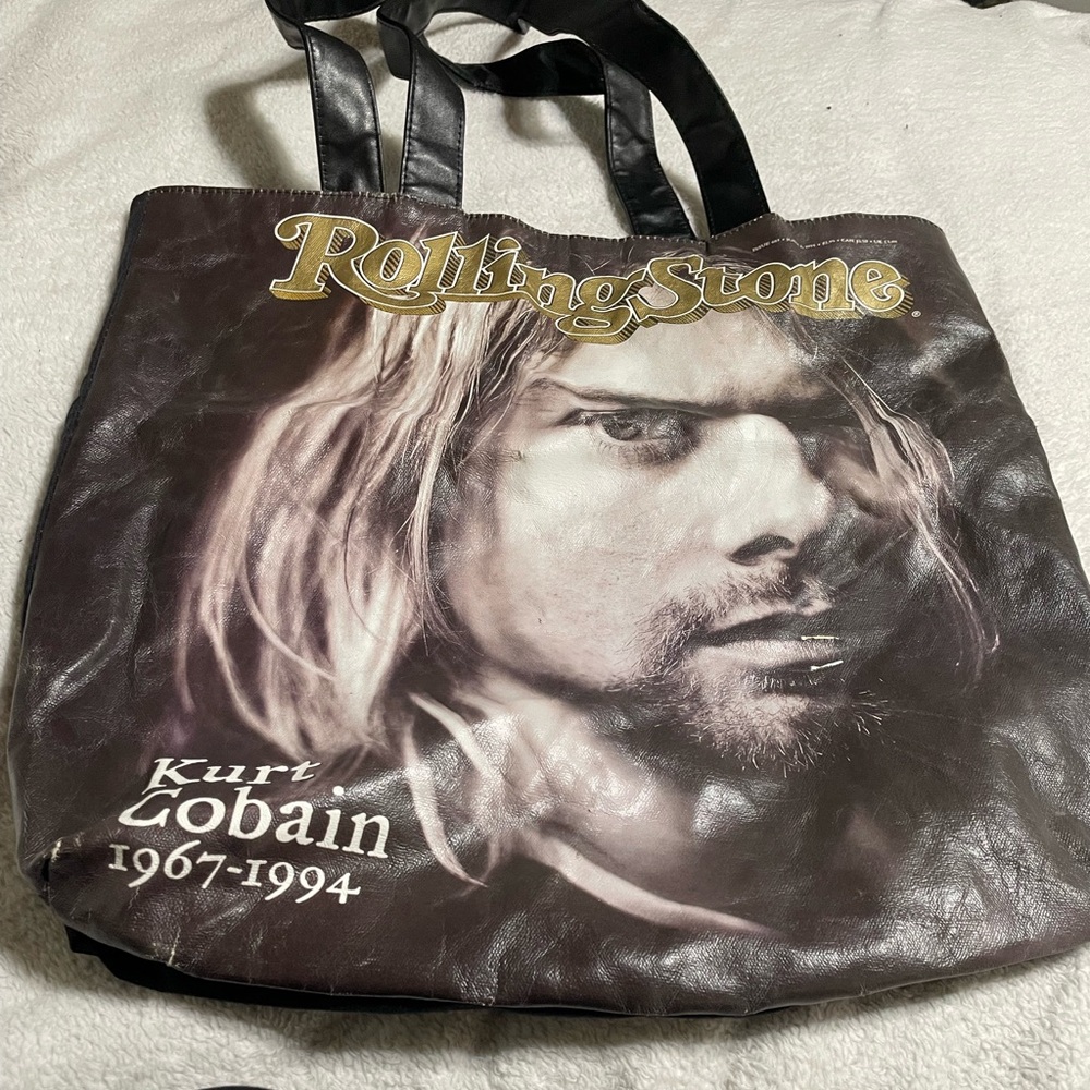 Kurt Cobain Nirvana Rolling Stone memorial cover tote bag